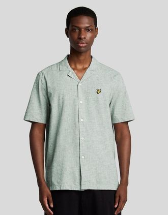 Lyle & Scott Lyle And Scott Mens Linen Blend Oxford Revere Shirt - Green - Size: Regular/36