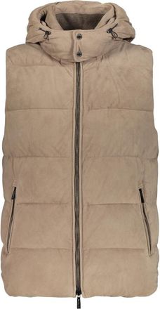 Moorer Gevulde Leren Gilet - Heren - Bodywarmers - Beige - XL - Wol - Jassen