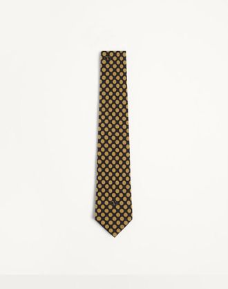Valentino Garavani Silk Tie With Plusdepois Pattern Man BLACK/OCHRE UNI