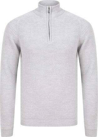 Dissident Mens Asteroid Wool Blend Funnel Neck Quarter Zip Jumper - Light Sliver Marl - XXL