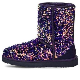 UGG (WMNS) UGG Classic Short Stellar Sequin Snow Boots Black/Blue/Purple 1112514-MDL