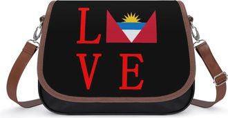 Generic Love Antigua And Barbuda Flag Small Womens Crossbody Bags Shoulder Handbag with Adjustable Strap for Travel