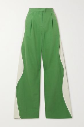 Ahluwalia Studio Pantaloni A Gamba Larga In Misto Cotone E Twill Di Lyocell Lagos - Verde
