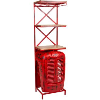 Wanderlust Deco Wanderlust Deco - Estante Botellero Tractor De Madera Y Metal Rojo 84x40x185