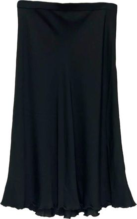 Theory Midi Flowy Skirt in Black Silk