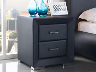 Vente-Unique Comodino - 2 cassetti - Similpelle nera - CAPITOLE