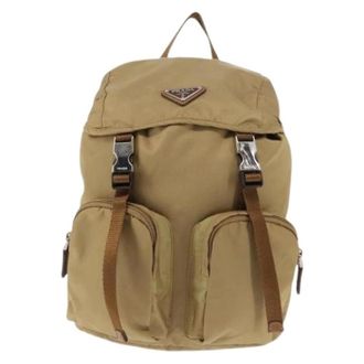 Prada Pre-owned Backpacks, unisex, Beige, Size: ONE SIZE Pre-owned Vintage Nylon Backpack