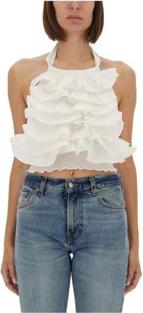 The Garment Geplooide Halter Top - Dames - Tops zonder mouwen - Wit - 2XS - Leer - Tops