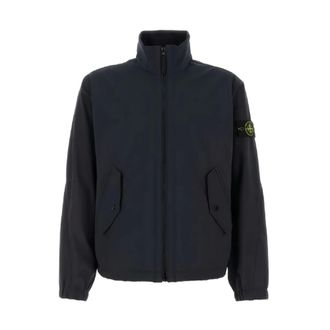 Stone Island Light Jackets, male, Blue, Size: L Jacket with Logo