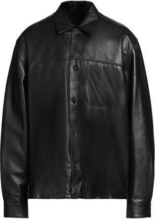 8 by YOOX LEATHER LONG SLEEVE SHIRT