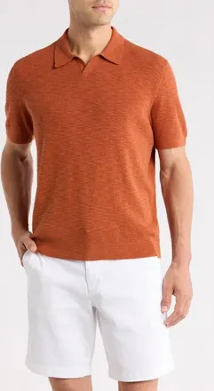 Tommy Bahama Santa Cruz Johnny Collar Slub Cotton Blend Polo in Spicy at Nordstrom, Size Xxx-Large