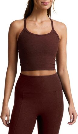 Beyond Yoga Space Dye Slim Racerback Crop Tank in Iced Mocha Heather at Nordstrom, Size X-Large