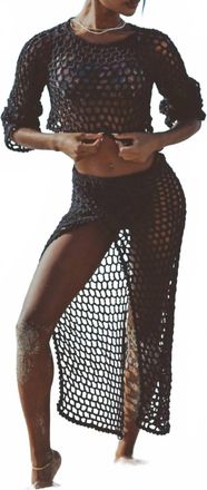 SOAH Womens Alessia Long Crochet Skirt In Black