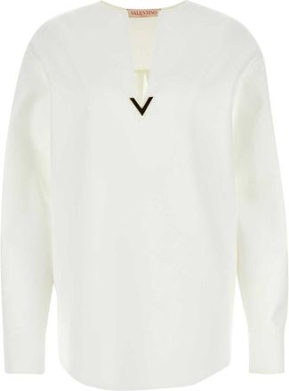 Valentino Garavani White Cotton Blend Blouse