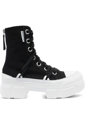 Vic Matié canvas platform sneakers - women - Calf Leather/Fabric/Fabric/Rubber - 37 - Black