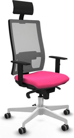 Piqueras y Crespo Piqueras Y Crespo - Horna sincro malla gris similpiel rosa brazos 1D base blanca cabecero fijo ruedas 65mm engomadas