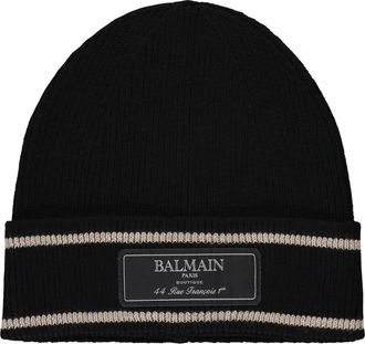 Balmain Gebreide Muts - Heren - Hoeden - Zwart - ONE Size - Wol - Accessoires