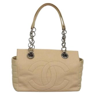Chanel Pre-owned Shoulder Bags, female, Beige, Size: ONE SIZE Pre-owned Vintage chocolate bar tote