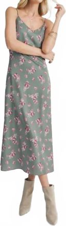 Sadie & Sage Hostess Slip Midi Dress In Dark Sage