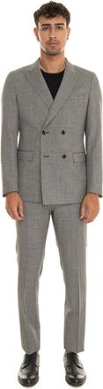 HUGO BOSS Kostuums, Heren, Grijs, XL, Wol, Double-breasted pak met peak revers