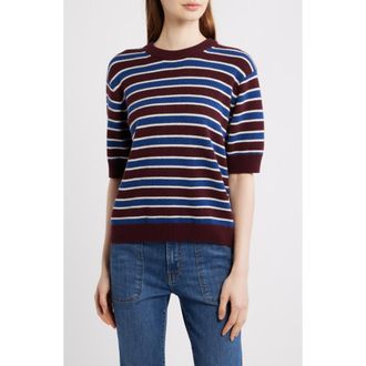 Frame Denim The Easy Wool Blend Crewneck Sweater in Burgundy Multi at Nordstrom, Size X-Large