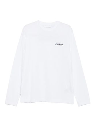 Moncler logo-embroidered long-sleeve T-shirt - men - Fabric - M - White
