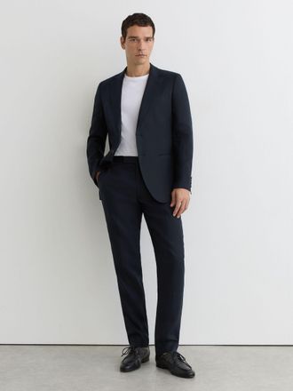 Reiss Navy Kin Classic Classic-fit Linen Suit Trousers, 38