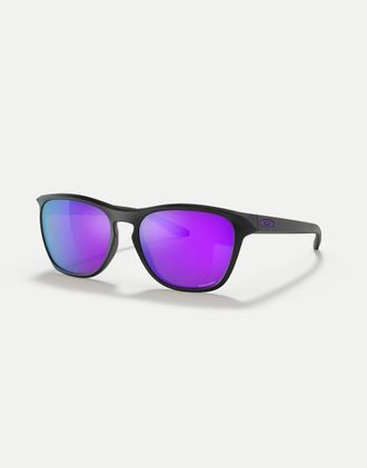 Oakley Manorburn - Occhiali da sole squadrati nero opaco con lenti a specchio viola