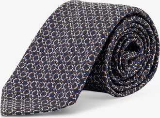 Ferragamo Cravatta Crema in seta con stampa Intreccio - FERRAGAMO - gender_Man