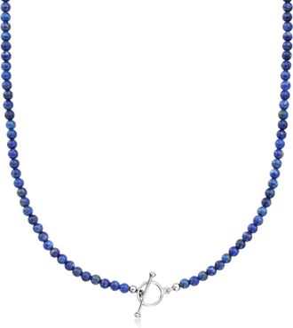 Ross-Simons 4mm Lapis Bead Charm-Compatible Toggle Necklace in Sterling Silver