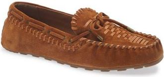 Free People Sandy Beaded Boat Shoe in Cognac Suede at Nordstrom, Size 7.5