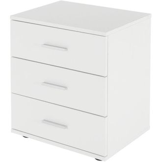 ML Design ML-Design Comodino Bianco con 3 Cassetti Portaoggetti in Stile Minimalista con Maniglie 45 x 52 x 34 cm per Camera da Letto Cassettiera Truciolare