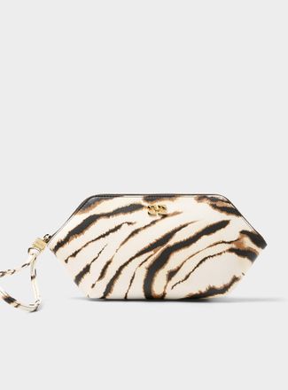Ganni Bou zebra print zippered cosmetics case