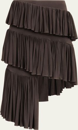Alaia Spiral Ruffle Asymmetric Midi Skirt