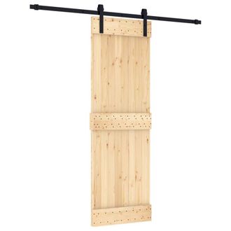 Berkfield Home Sliding Door with Hardware Set 70x210 cm Solid Wood Pine in Light Tan