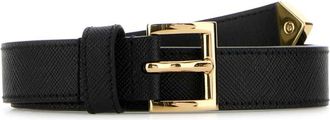 Prada Black Logo Tip Belt