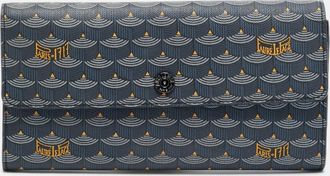 FAUR&Eacute; LE PAGE Blue/black Coated Canvas Continental Flap Wallet