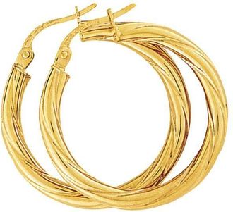 Jewelco London 9ct Gold Rock Candy Twist Hoop Earrings - 25mm - ENR02461