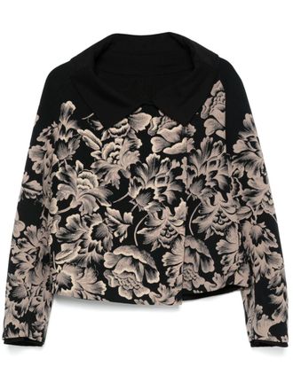 Ibrigu floral-print jacket - women - Silk/Wool/Wool/Silk - 44 - Black