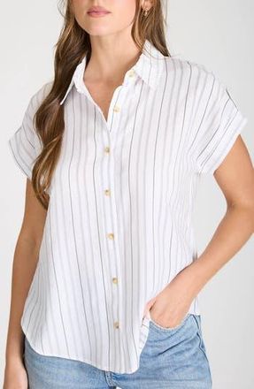 Blu Pepper Stripe Short Sleeve Button-Up Shirt in White at Nordstrom Rack, Size Medium