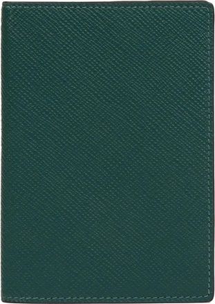 Smythson fold-over passport cover - unisex - Calf Leather/Paper - One Size - Green