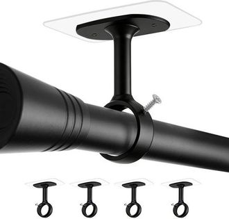 No Brand Ganchos Para Barra De Cortina - Soportes Con Tornillos - Di&aacute;metro Del Gancho 31 Mm - Ajustables - Transparentes - Paquete De 4