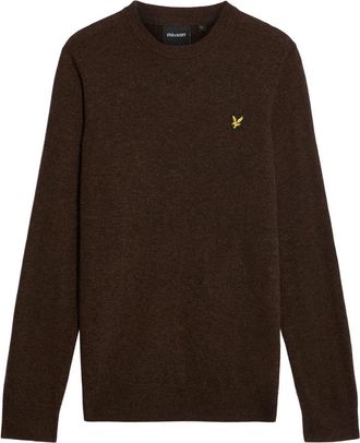 Lyle & Scott Lamswolmix Trui met Ronde Hals - Heren - Ronde hals truien - Bruin - XL - Wol - Truien & Vesten
