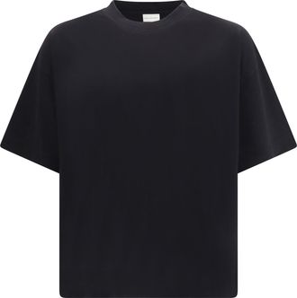 Dries Van Noten Mens Monochrome Cotton T-Shirt Black T-Shirts And Polos