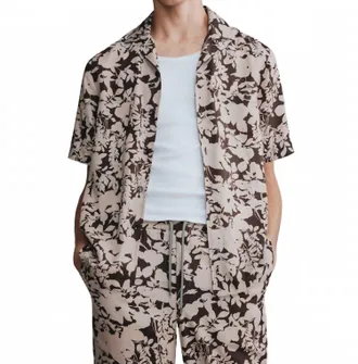Agnona Floral Camp Collar Shirt In Brown