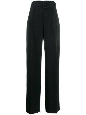 Off-white high-waisted belted trousers - women - Acetate/Spandex/Elastane/Polyester/Viscose - 40 - Black