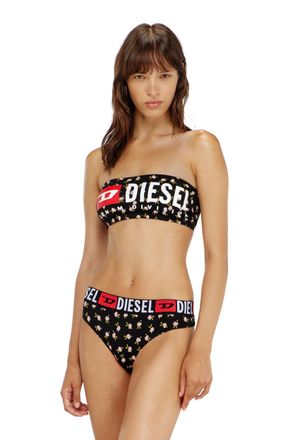 Diesel Cotton bandeau bra with all-over floral print - Bras - Woman - Black