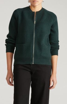 Universal Standard Vicki Zip-Up Cardigan in Scarab Green at Nordstrom, Size 3Xl