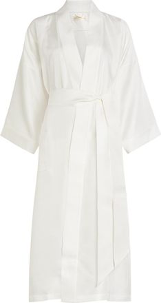 Olivia Von Halle Sabine Silk Robe - Ivory - One Size