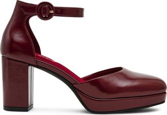 Anne Klein Faith Platform Ankle Strap Pump in Burgundy Patent at Nordstrom, Size 5.5